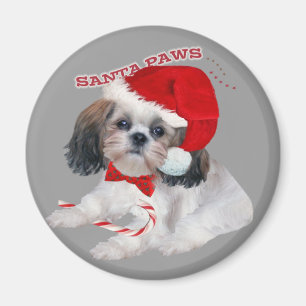 Aimant Shih Tzu Père Noël Paws cadeaux