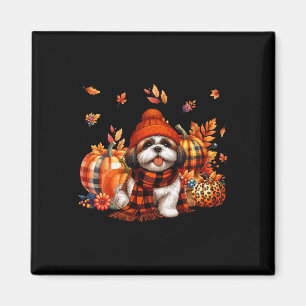 Aimant Shih Tzu Thanksgiving Leopard Citrouilles Leaves F