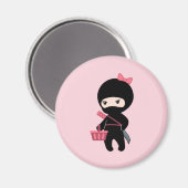 Aimant Shopping Ninja Girl sur rose (Recto/Verso)