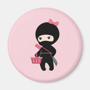 Aimant Shopping Ninja Girl sur rose