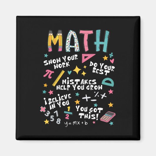 Aimant Show Your Work Funny Math Teacher First Day Back T (Devant)