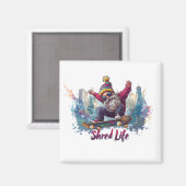 Aimant Shred Life - Cool Skateboard Gnome (Recto/Verso)