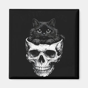 Aimant Si ça va assis crâne de chat noir gothique drôle s