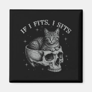 Aimant Si ça va je m'assois crâne de chat noir humour noi