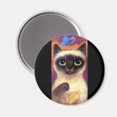 Aimant Siamese Cat Feline Papillon Art - Multi (Recto/Verso)