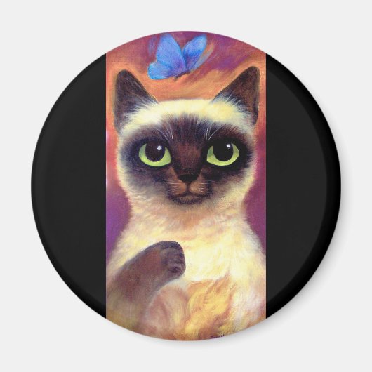 Aimant Siamese Cat Feline Papillon Art - Multi (Devant)