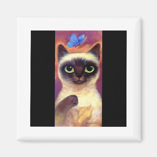 Aimant Siamese Cat Feline Papillon Art - Multi (Devant)
