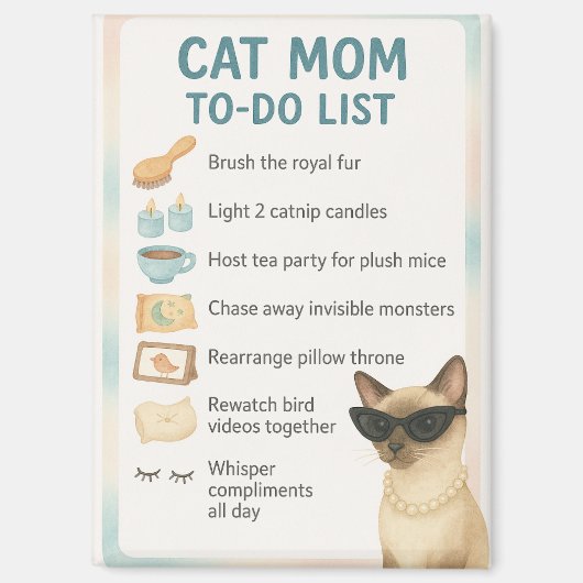 Aimant Siamese Cat Funny to do list for Cat lovers (Recto)