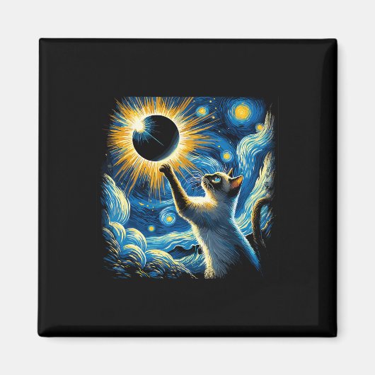 Aimant Siamese Chat 2024 Van Gogh Starry Nuit Siamese Cha (Devant)