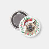 Aimant Siamese Chat Noël thème pour l'Amoureux des chats (Recto/Verso)
