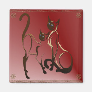 Aimant siamois de 2 minous