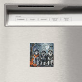 Aimant Siberian Husky Halloween Épouvantable  (In Situ (Lave-vaisselle))