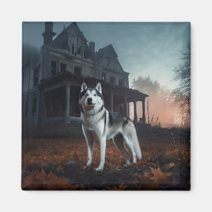 Aimant Sibérie Husky Halloween effraie