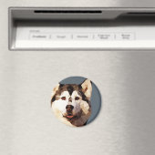 Aimant Sibérie Husky Low Poly Art (In Situ (Lave-vaisselle))