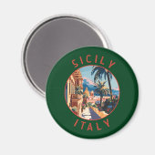Aimant Sicile Italie Retro Cercle désorganisé (Recto/Verso)