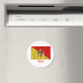 Aimant Sicilia agitant drapeau avec nom (In Situ (Lave-vaisselle))