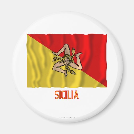 Aimant Sicilia agitant drapeau avec nom (Devant)