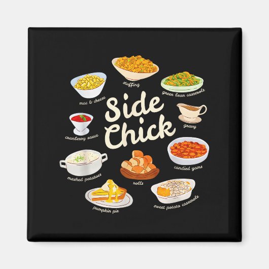 Aimant Side Chick Funny Thanksgiving Sides Retro Food Tha (Devant)