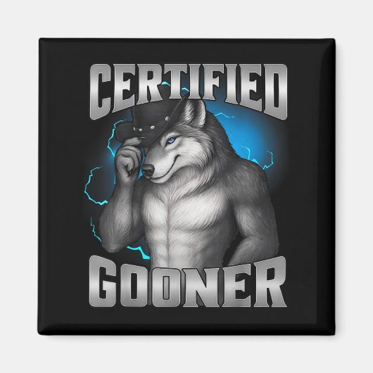 Aimant Sigma Loup Cringe Drôle Certifié Gooner (Devant)