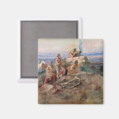 Aimant Signal de fumée, 1896 par Charles Marion Russell (Recto/Verso)