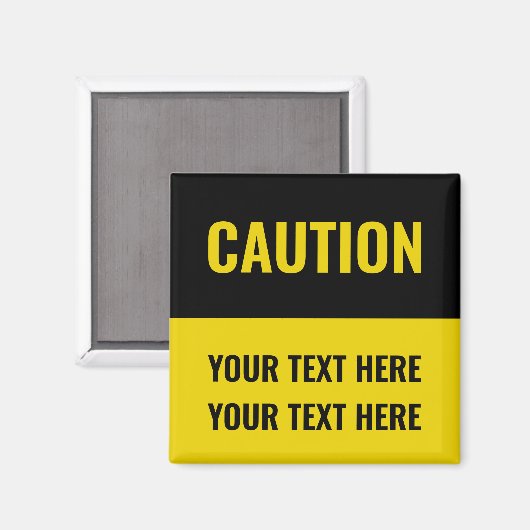 Aimant Signal de mise en garde texte personnalisé jaune n (Recto/Verso)