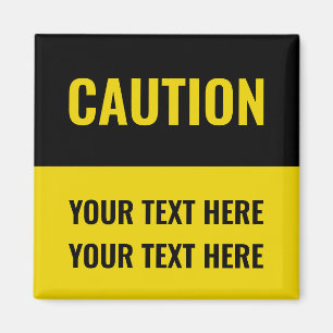 Aimant Signal de mise en garde texte personnalisé jaune n