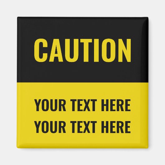 Aimant Signal de mise en garde texte personnalisé jaune n (Devant)