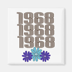 Aimant Signal de paix Hippie Fleur Power 1968 Aqua Purple