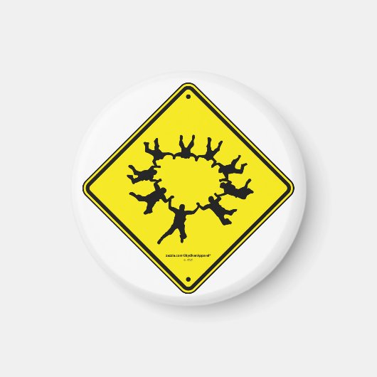 Aimant Signal de prudence Skydivers (Devant)