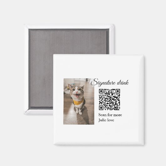 Aimant Signature boisson scanner QR code ajouter le nom d (Recto/Verso)
