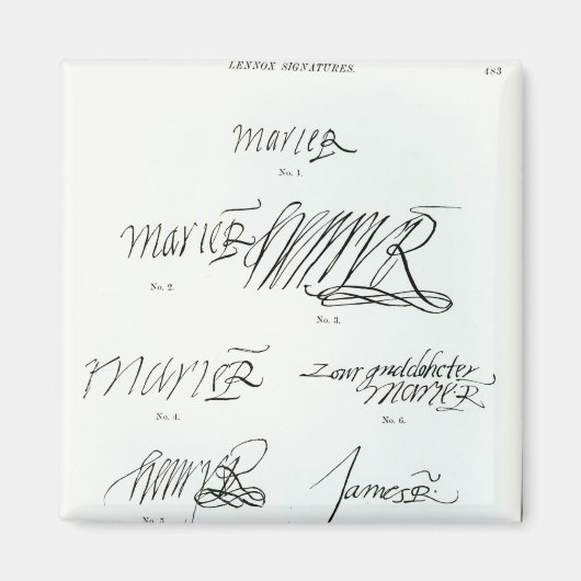 Aimant Signatures de Marie Reine des Écossais (Devant)