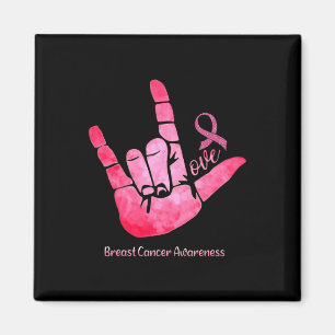 Aimant Signe Asl Amour Ruban Rose Sensibilisation Cancer 