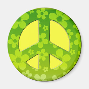 AIMANT SIGNE DE PAIX FLORAL VERT