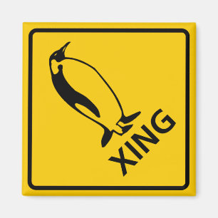 Aimant Signe de route de croisement de pingouin
