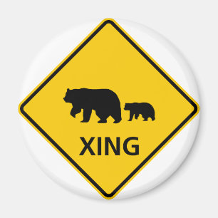 Aimant Signe de route de croisement d'ours