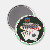 Aimant Signe Las Vegas & Cartes Poker Chip (Recto/Verso)