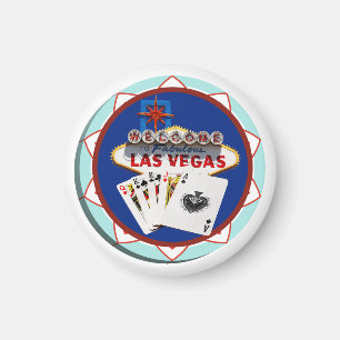 Aimant Signe Las Vegas & Cartes Poker Chip