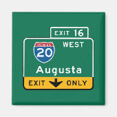 Aimant SIGNE ROUTIÈRE D'Augusta, GA (Devant)