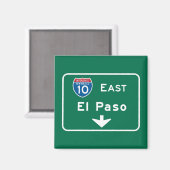 Aimant SIGNE ROUTIÈRE D'El Paso, TX (Recto/Verso)