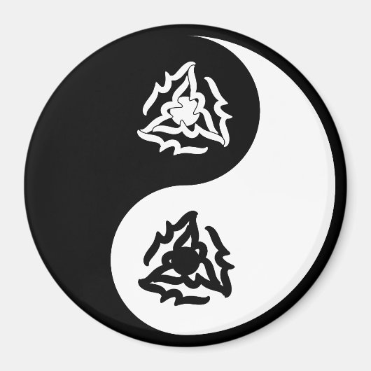 Aimant Signe yin et yang noir et blanc (Devant)