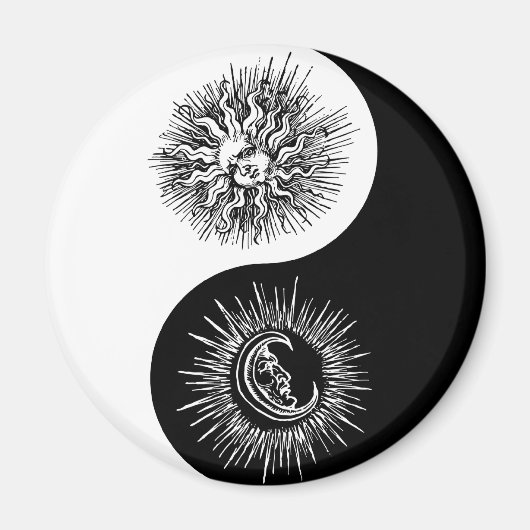 Aimant Signe Yin et yang - Soleil vs Lune (Devant)