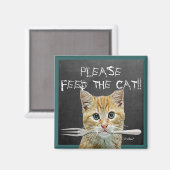 Aimant S'Il Vous Plaît, Alimentez Le Chat ! - (Recto/Verso)