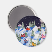 Aimant Silence Night Winter Folk Art (Recto/Verso)