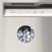 Aimant Silence Night Winter Folk Art (In Situ (Lave-vaisselle))