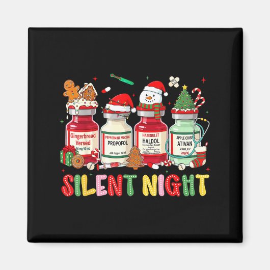Aimant Silent Night Funny Nurse Christmas Design  (Devant)