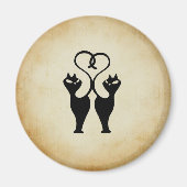 Aimant Silhouette à deux chats (Devant)