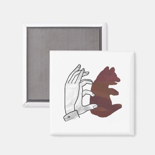 Aimant Silhouette à la main Cube d'ours Brown (Recto/Verso)