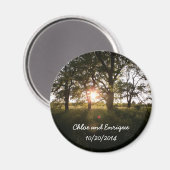 Aimant Silhouette Arbres Et Soleil Mariage Personnalisé (Recto/Verso)