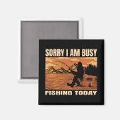 Aimant silhouette de bigfoot paysage activité de pêche la (Recto/Verso)