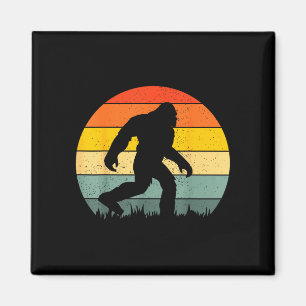 Aimant Silhouette de Bigfoot rétro coucher de soleil drôl